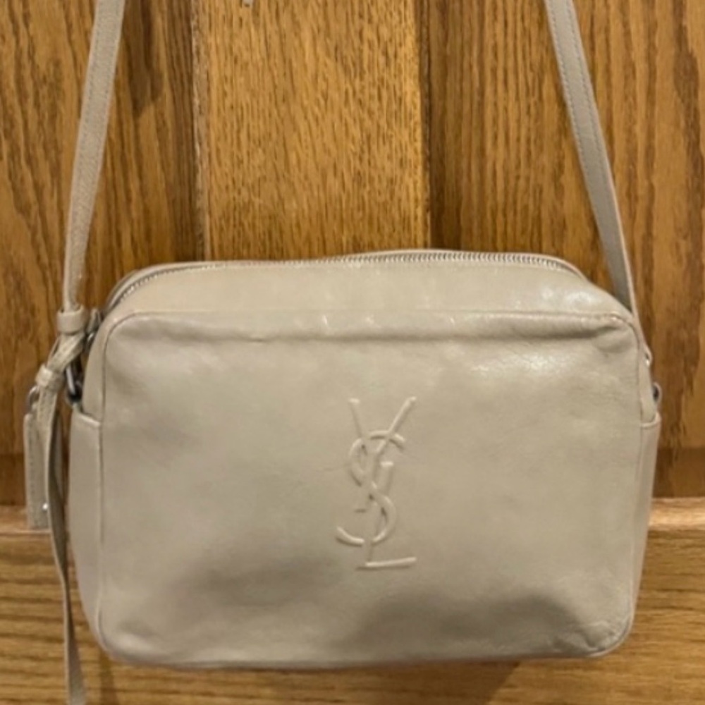 Saint Laurent YSL Lou Camera Bag Beige Leather Silver Hardware Crossbody - Picture 2 of 15